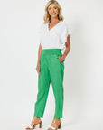 Jersey Waist Linen Pant - Emerald