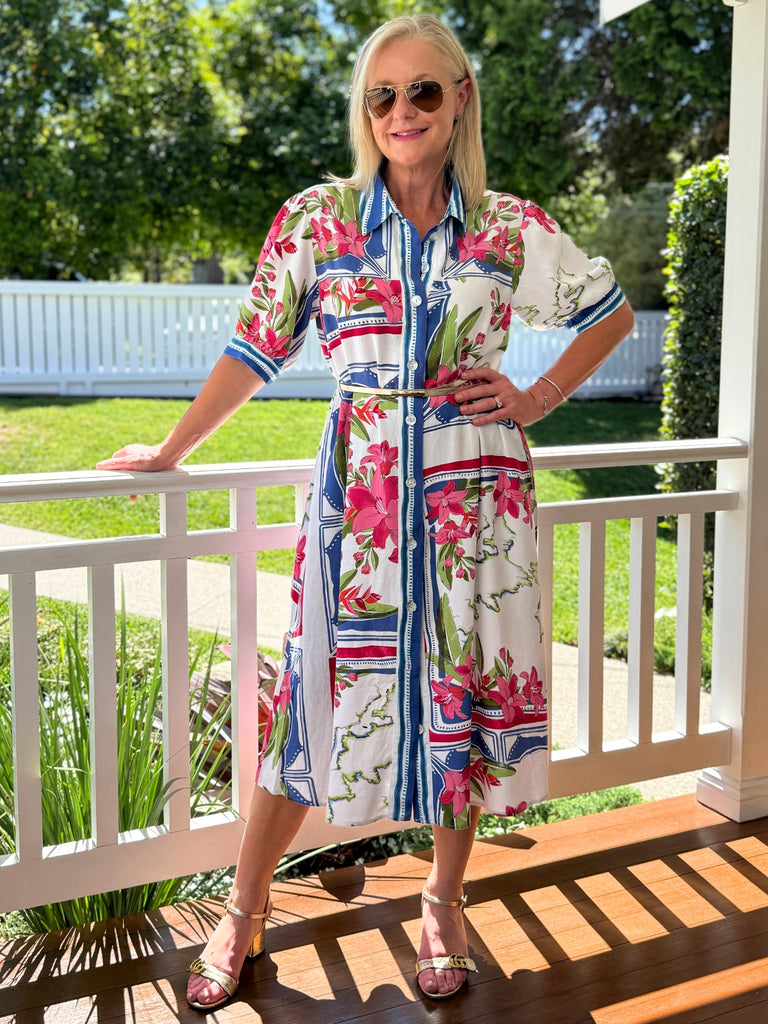 Monaco Midi Shirt Dress - Sardinia Blue