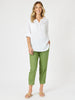 Sarah Linen Pleat Hem Pant - Basil