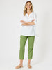 Sarah Linen Pleat Hem Pant - Basil