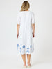 Mykonos Embroidered Dress - White Blue