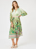 Toucan Midi Dress - Green Pink
