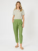 Sarah Linen Pleat Hem Pant - Basil