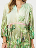 Toucan Midi Dress - Green Pink