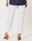 Jersey Waist Linen Pant - White