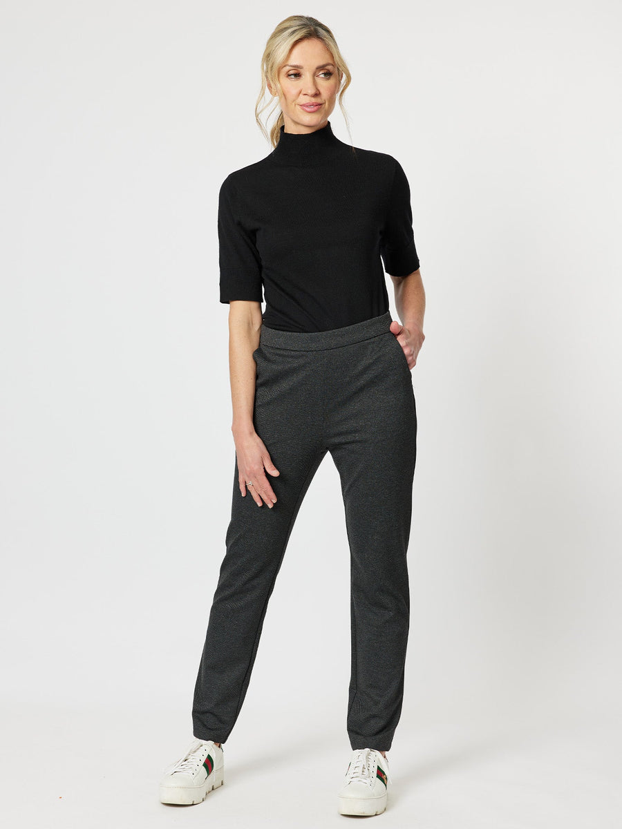 Textured Ponte Pant - Charcoal