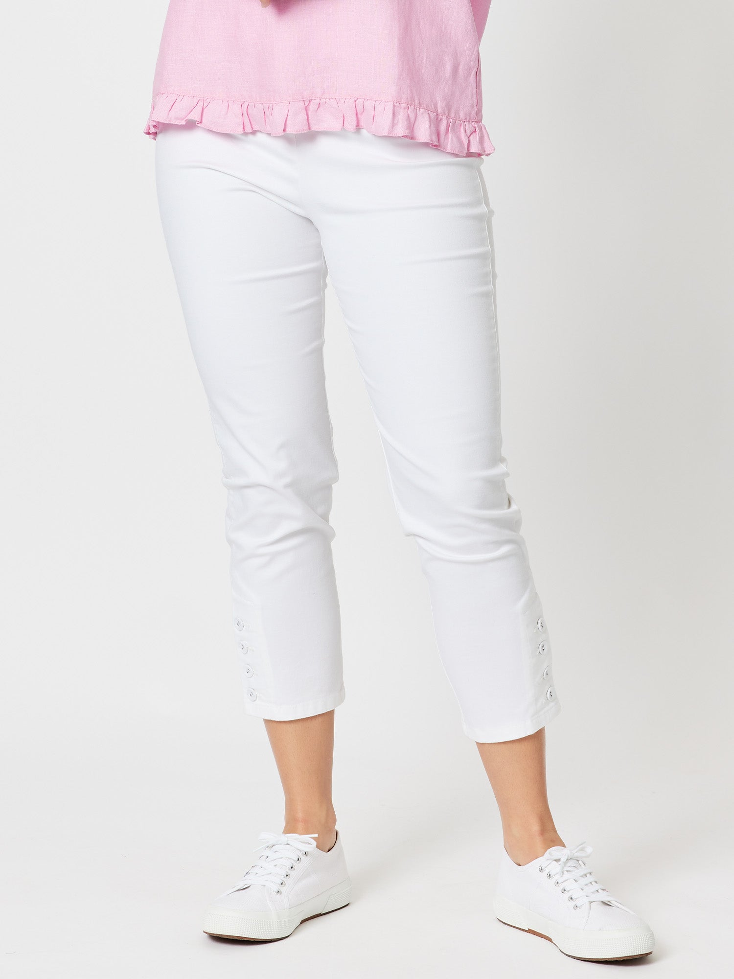 Charlie Cotton Twill Stretch Capri Pant White