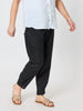 Sarah Linen Pleat Hem Pant - Black