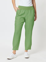 Sarah Linen Pleat Hem Pant - Fern