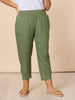 Sarah Linen Pleat Hem Pant - Khaki