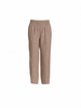 Sarah Linen Pleat Hem Pant - Mocha