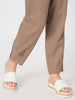 Sarah Linen Pleat Hem Pant - Mocha