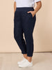 Sarah Linen Pleat Hem Pant - Navy gordon smith