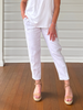 Sarah Linen Pleat Hem Pant - White