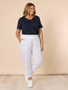 Sarah Linen Pleat Hem Pant - White gordon smith