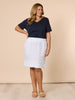 Mimi Ruffle Hem Linen Skirt - White
