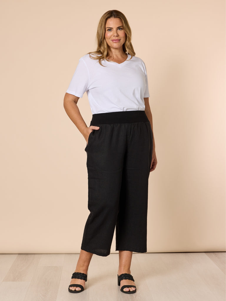 Lara Linen Wide Leg Pant - Black GORDON SMITH
