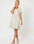 Ruffle Hem Linen Dress - Natural