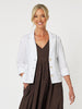 Danielle Cropped Linen Blazer - White