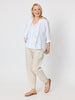 Sarah Linen Pleat Hem Pant - Natural