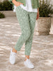 Oasis Print Slim Leg Pant - Fern White