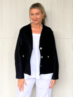 Danielle Cropped Linen Blazer - Black