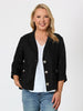 Danielle Cropped Linen Blazer - Black