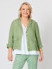 Danielle Cropped Linen Blazer - Fern