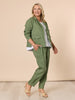 Sarah Linen Pleat Hem Pant - Khaki