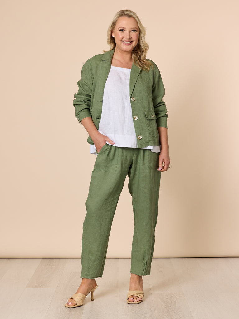 Danielle Linen Jacket - Khaki