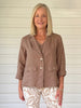 Danielle Cropped Linen Blazer - Mocha
