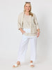 Lara Wide Leg Linen Pant - White