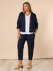 Sarah Linen Pleat Hem Pant - Navy
