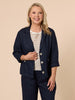 Danielle Linen Cropped Blazer - Navy GORDON SMITH