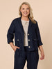 Danielle Linen Cropped Blazer - Navy GORDON SMITH