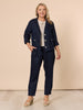 Sarah Linen Pleat Hem Pant - Navy gordon smith