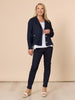Danielle Linen Cropped Blazer - Navy