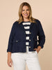 Danielle Linen Cropped Blazer - Navy