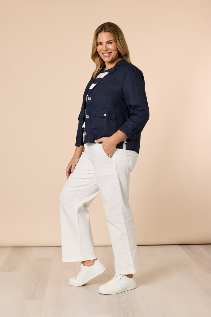 Hudson High Rise Wide Leg Jean-Ivory