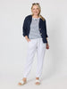 Sarah Linen Pleat Hem Pant - White