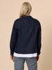 Danielle Linen Cropped Blazer - Navy