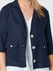 Danielle Cropped Linen Blazer - Navy