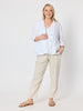 Danielle Cropped Linen Blazer - White