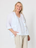 Danielle Cropped Linen Blazer - White
