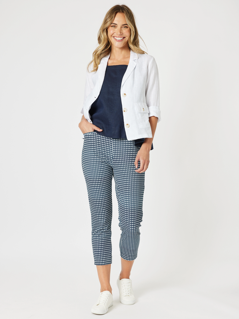 Alexis Gingham Print Pant - Navy gordon smith