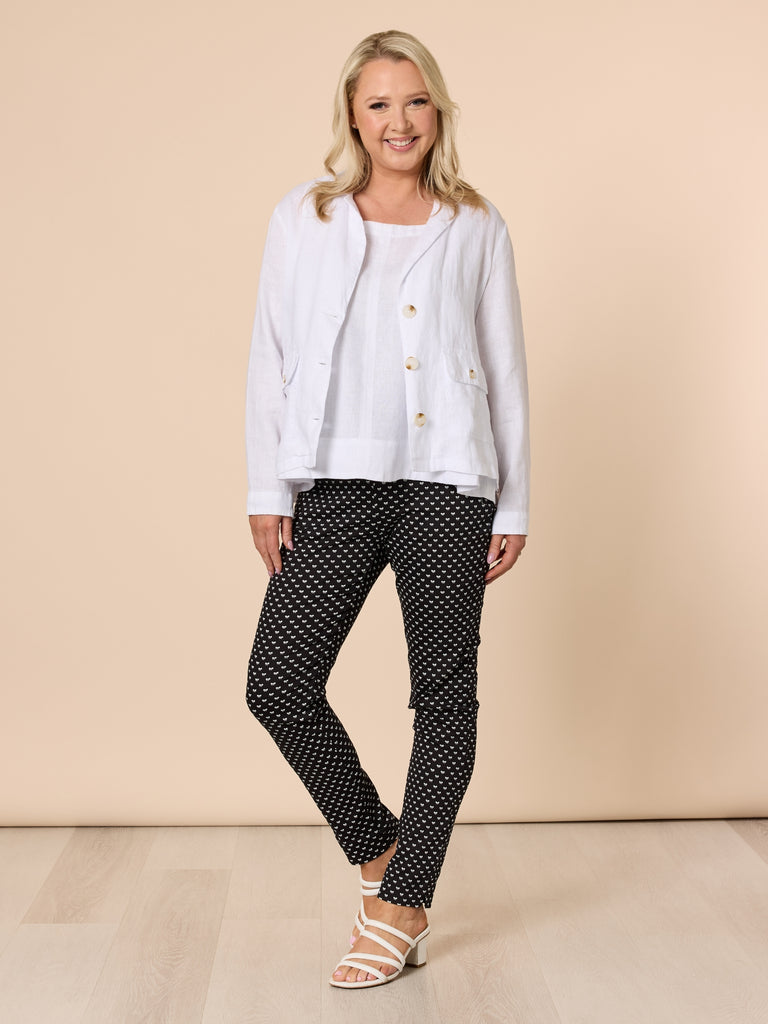 Danielle Linen Cropped Blazer - White GORDON SMITH