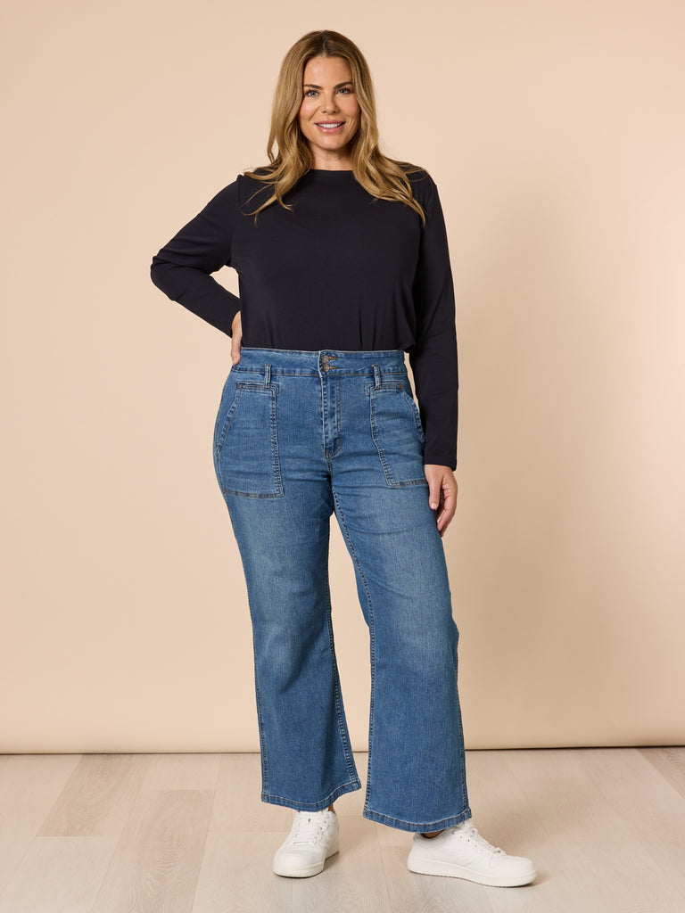 Crew Neck Long Sleeve Top - Navy GORDON SMITH