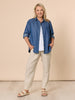 Sarah Linen Pleat Hem Pant - Natural GORDON SMITH