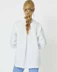 Ruffle Hem Linen Shirt - White