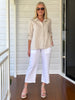 Ruffle Hem Linen Shirt - Natural
